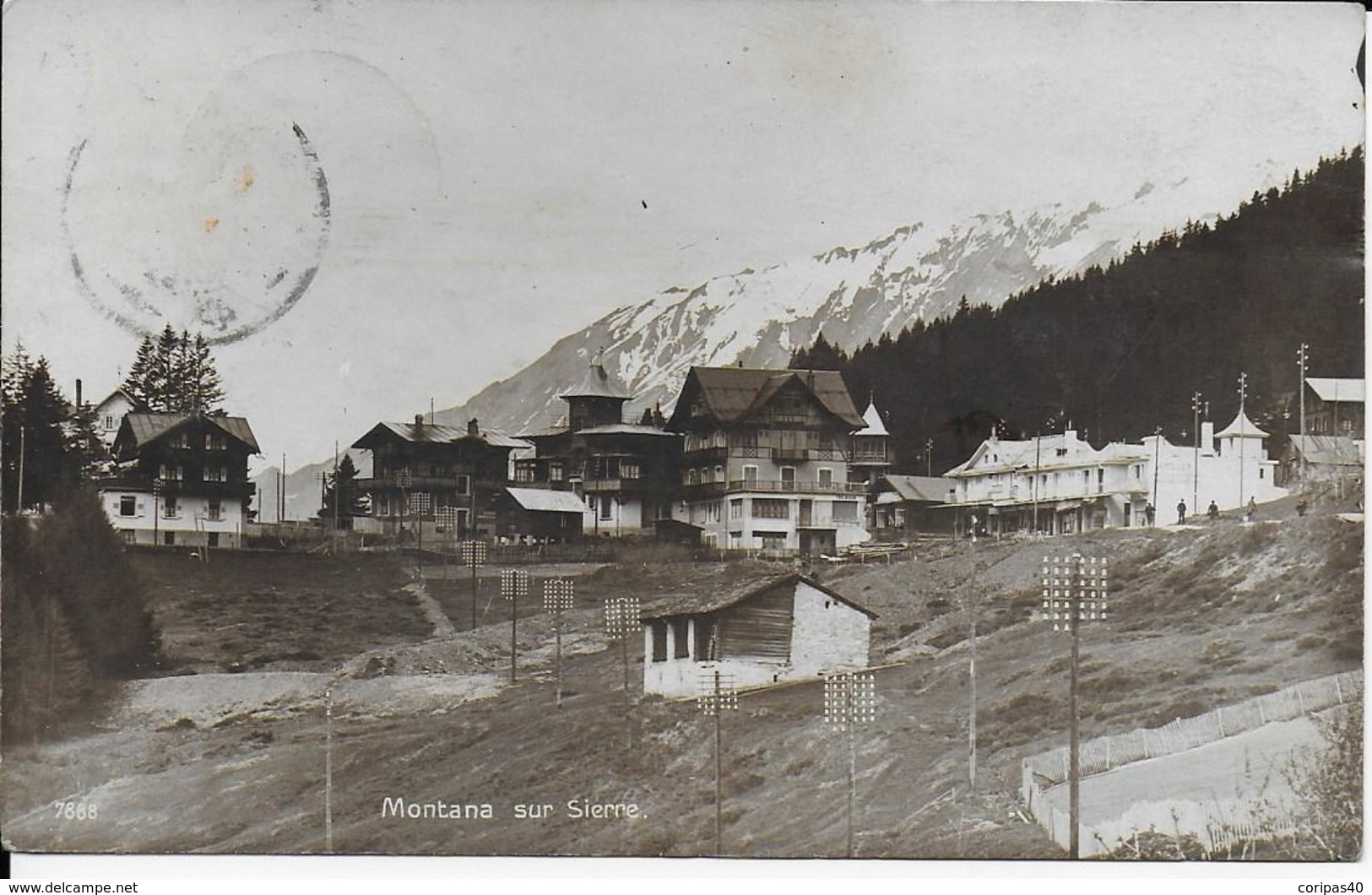 Superbe Photo Cpa Montana - Sur- Sierre -SUISSE-écrite Voyagée 1918-édit:d'art Perrochet Matile - Autres & Non Classés