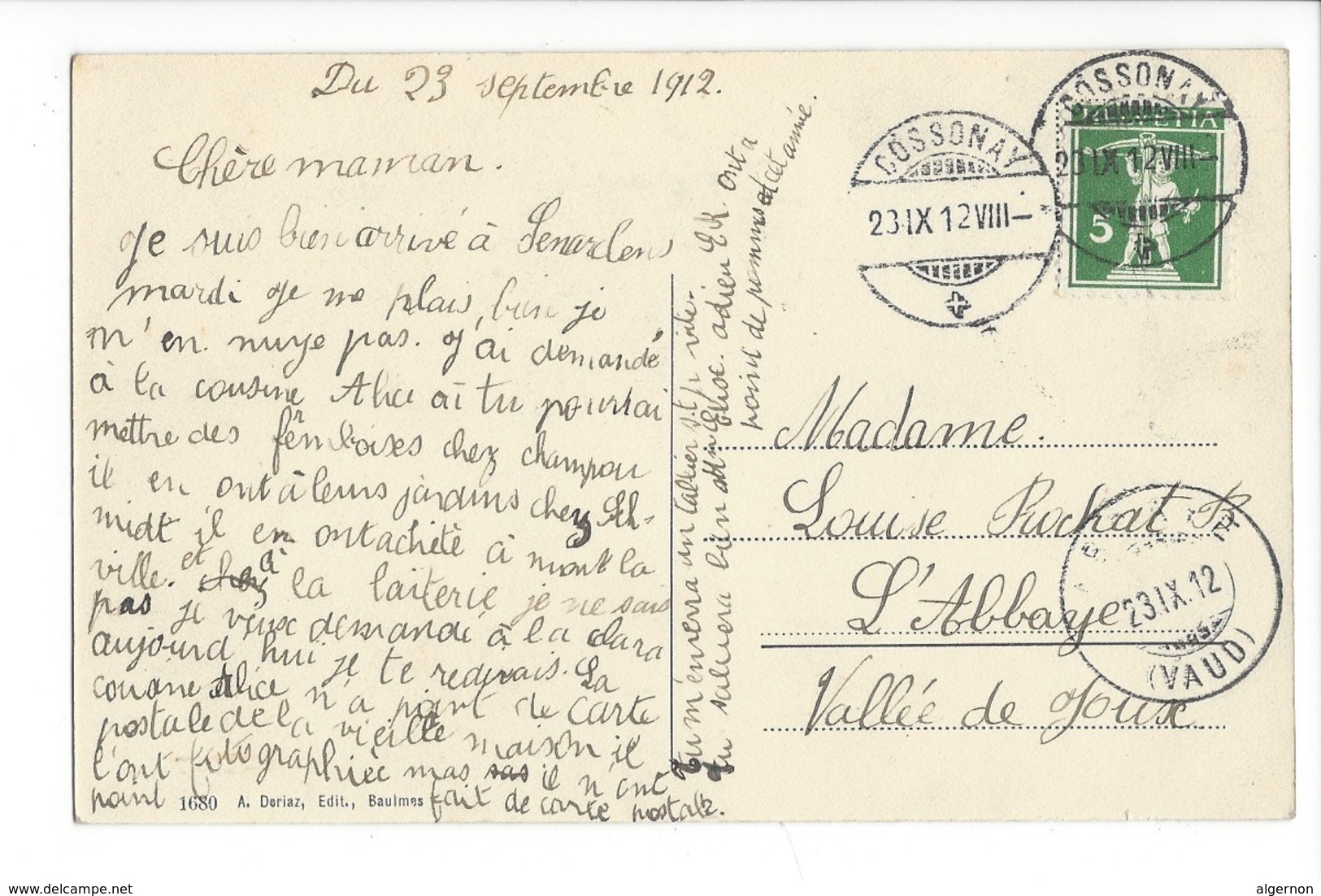 20627 - RARE Senarclens Café Du Tilleul Cheval Cachet Cossonay 1912 - Cossonay