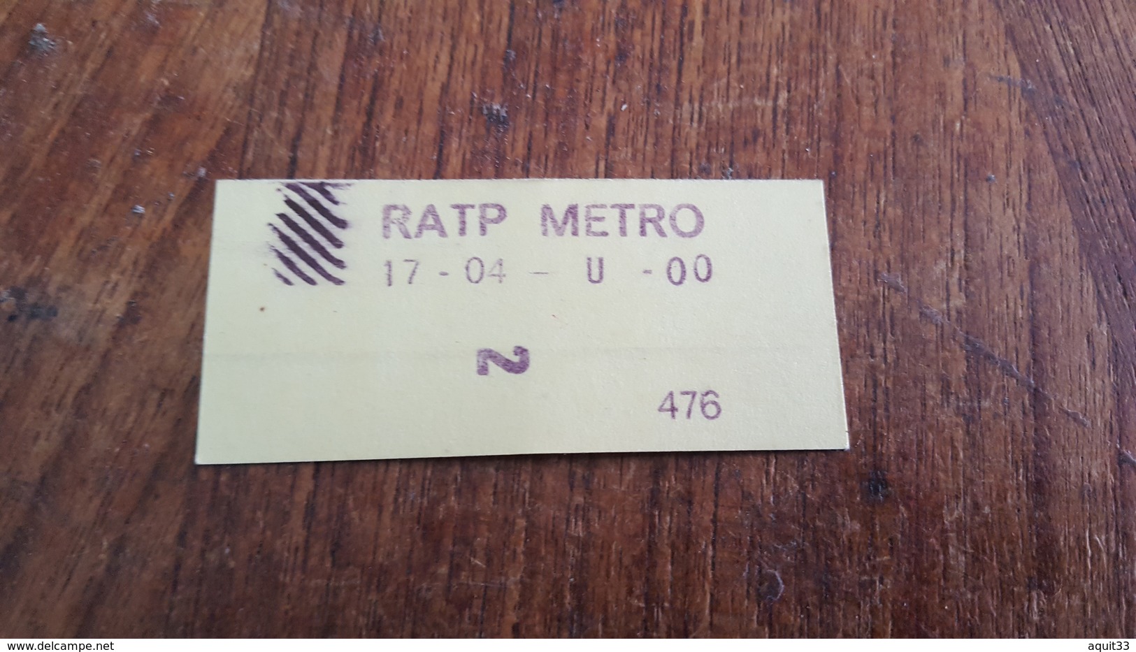 Ticket   RATP Métro 2 CLASSE 27 04 1975 Défense/auber - Europa