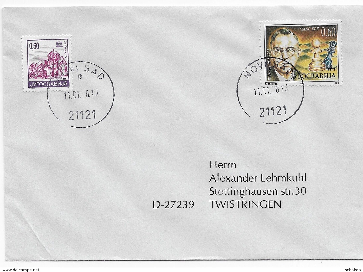 Yugo-Slavia  Chess Ajedrez Max Euwe On Used Cover + FDC - Sonstige & Ohne Zuordnung