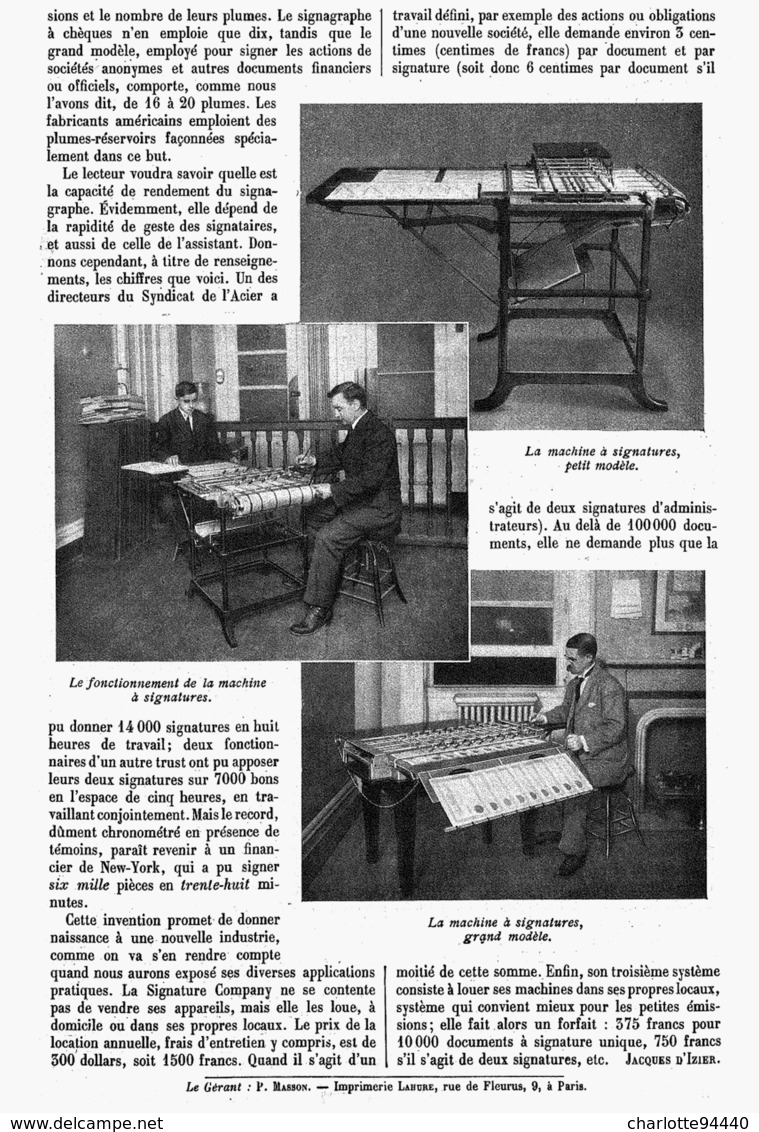 LA MACHINE à SIGNATURES 1912 - Other & Unclassified