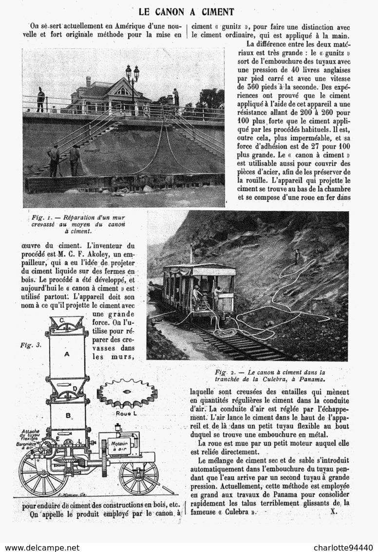 LE CANON à CIMENT   1912 - Other & Unclassified