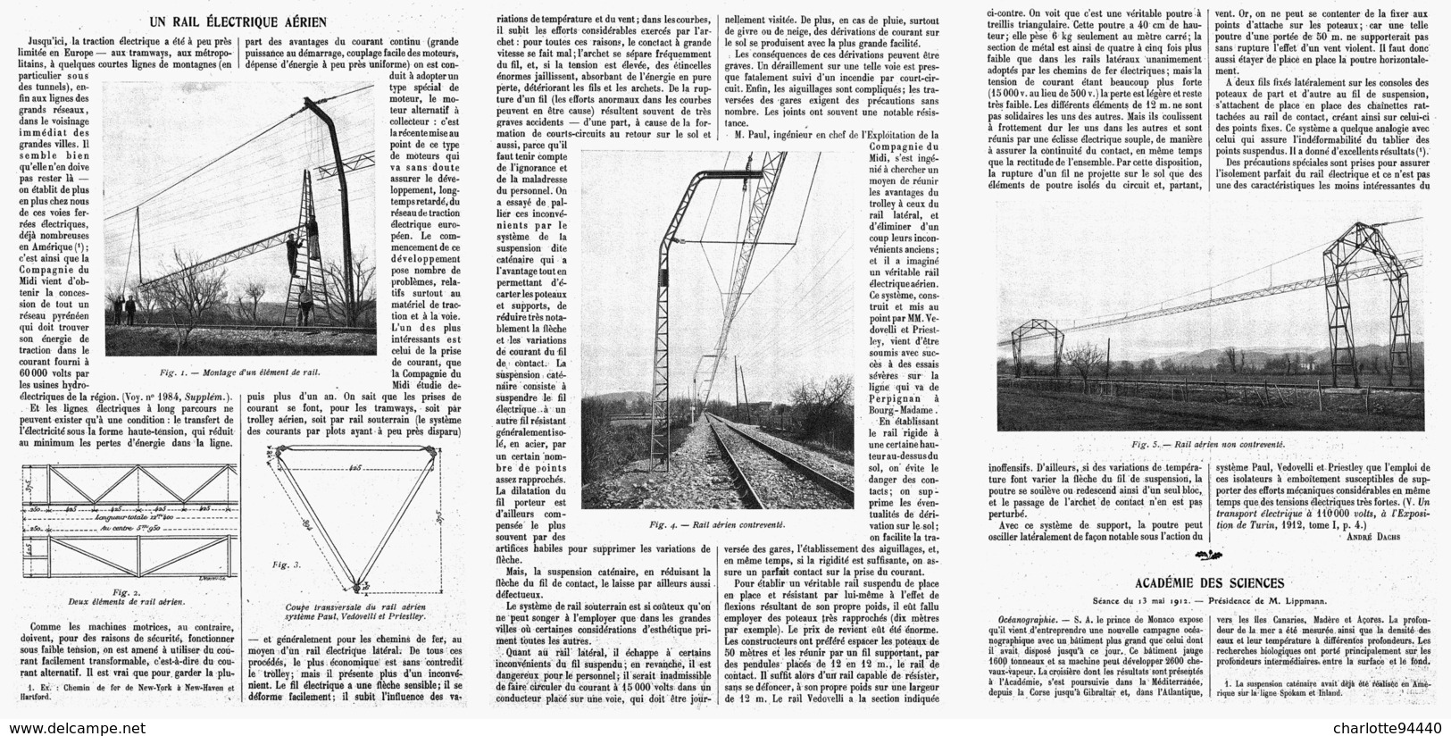 UN RAIL ELECTRIQUE AERIEN  1912 - Chemin De Fer