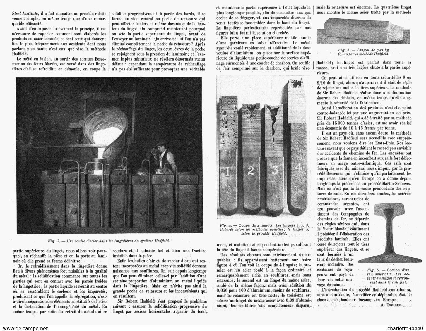 LE PROCEDE " HADFIELD " Pour PRODUIRE DE L'ACIER SAIN   1913 - Other & Unclassified