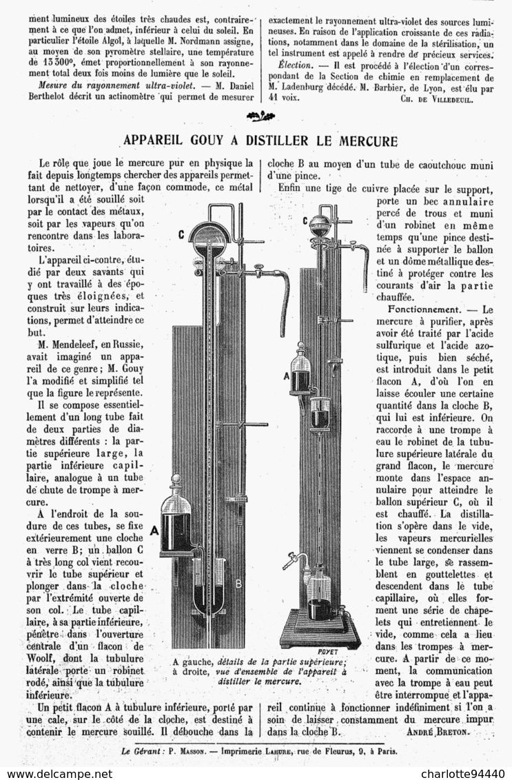 LA MACHINE " GOUY " A DISTILLER LE MERCURE  1913 - Other & Unclassified