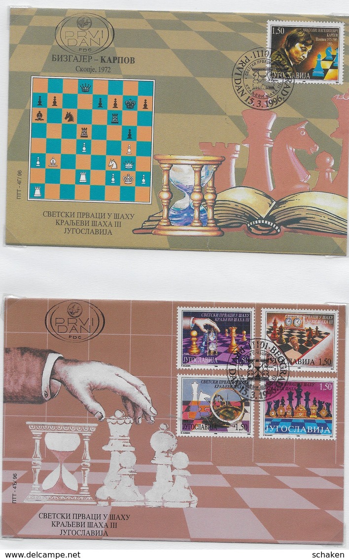 Yugo-Slavia  Chess Ajedrez 6x Different FDC - Otros & Sin Clasificación