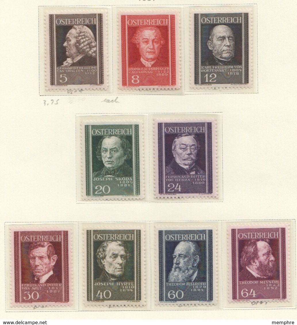 1937  Wohlfahrt  Ärzte  MiNr 649-657 * - Unused Stamps