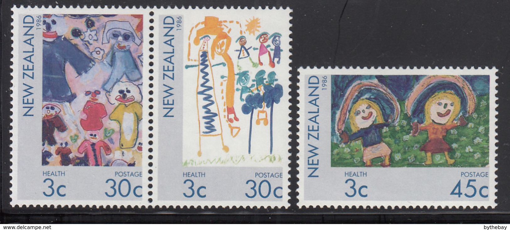 New Zealand 1986 MNH Scott #B124-#B126 Childrens' Drawings Health Stamps - Neufs