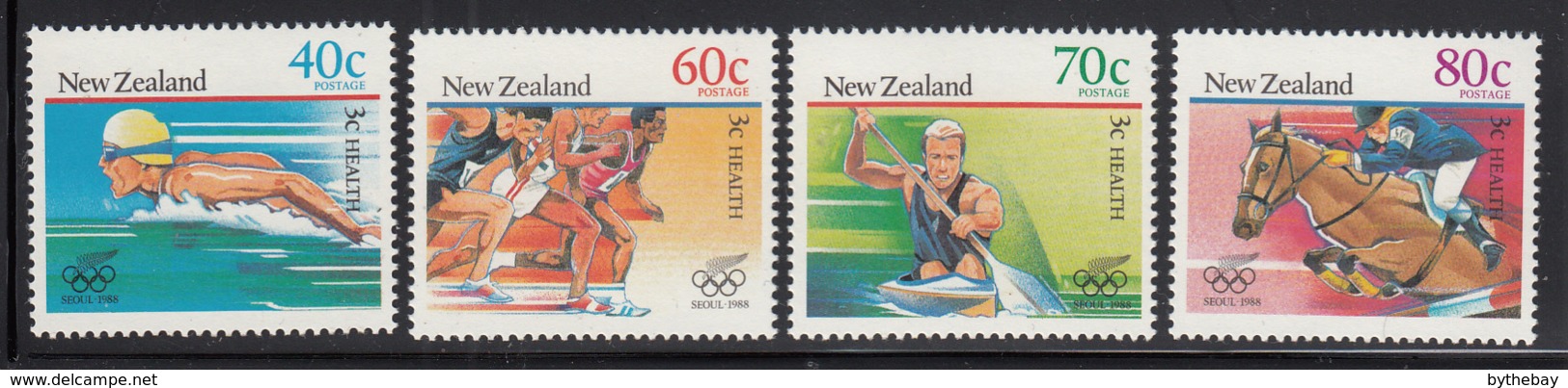 New Zealand 1988 MNH Scott #B130-#B133 1988 Summer Olympics Swimming, Track, Rowing, Horses Health Stamps - Neufs