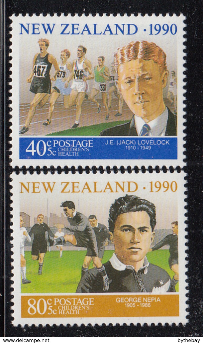 New Zealand 1990 MNH Scott #B137-#B138 Athletes Lovelock, Nepia Health Stamps - Neufs