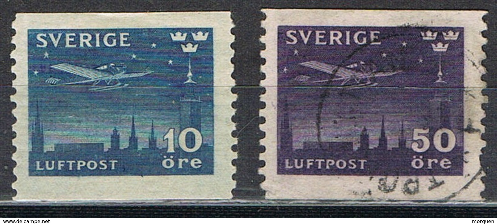 Serie Completa AEREO Luftpost SUECIA, Sverige 1930,  Yvert  Num 4-5 */º - Oblitérés