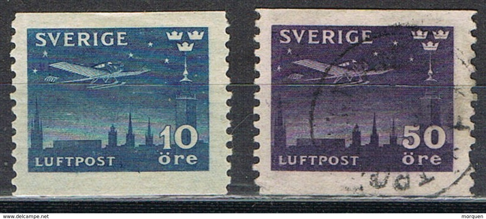 Serie Completa AEREO Luftpost SUECIA, Sverige 1930,  Yvert  Num 4-5 */º - Gebraucht