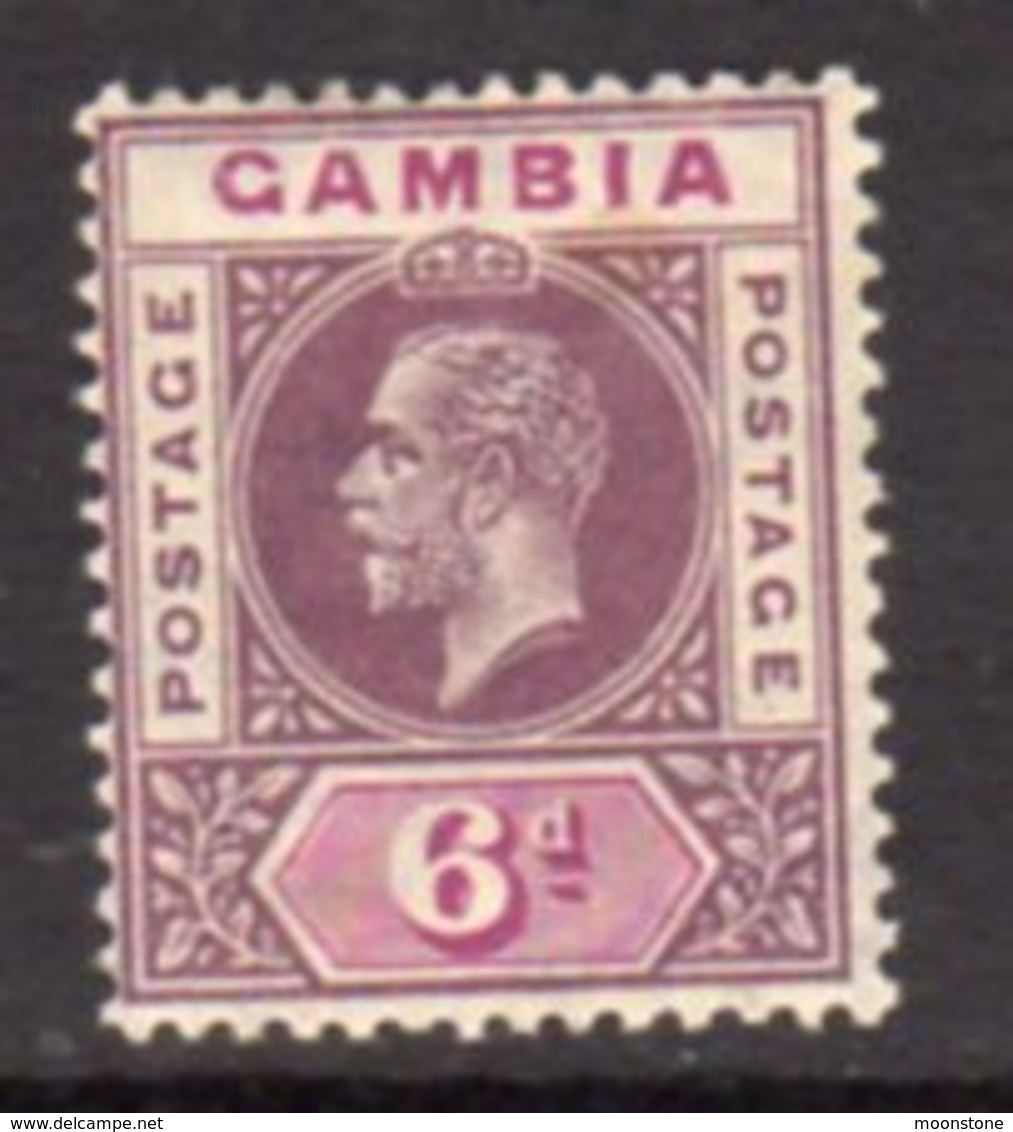 Gambia GV 1912-22 6d Dull & Bright Purple, Wmk. Multiple Crown CA, Hinged Mint, SG 94 (BA) - Gambie (...-1964)