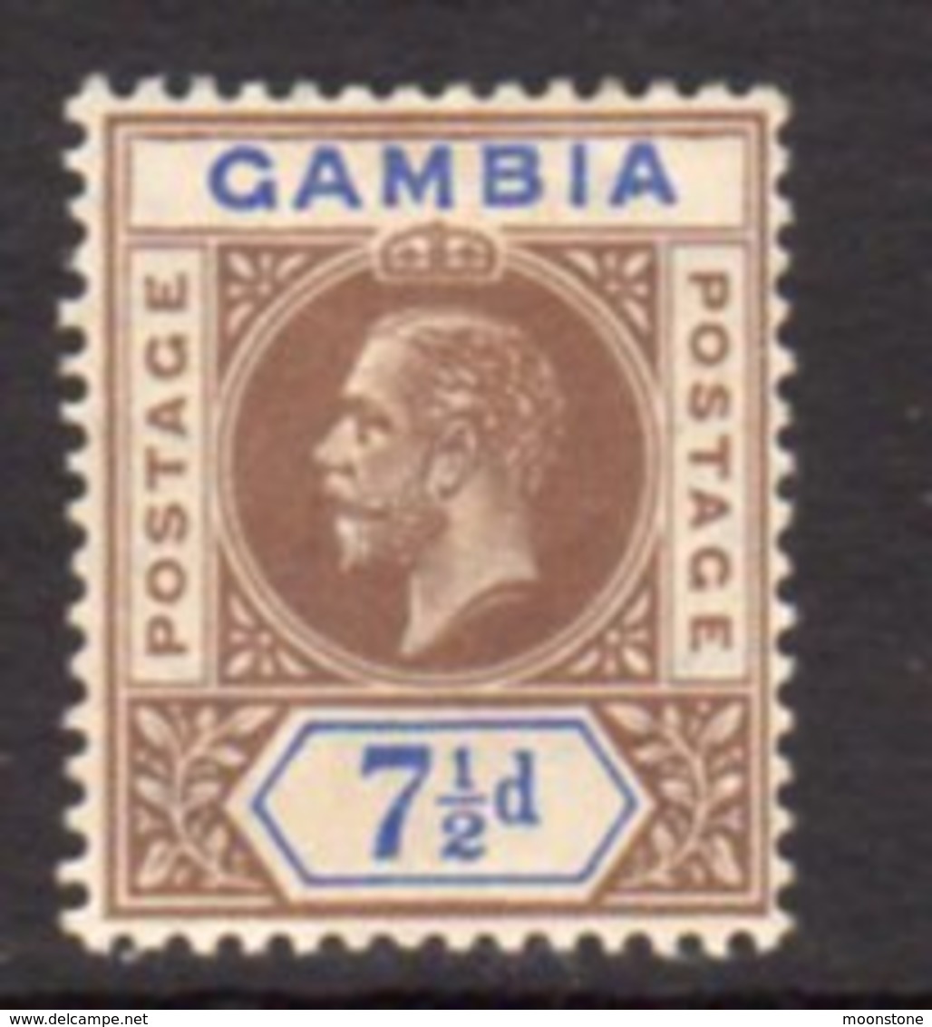 Gambia GV 1912-22 7½d Brown & Blue, Wmk. Multiple Crown CA, Hinged Mint, SG 95 (BA) - Gambie (...-1964)