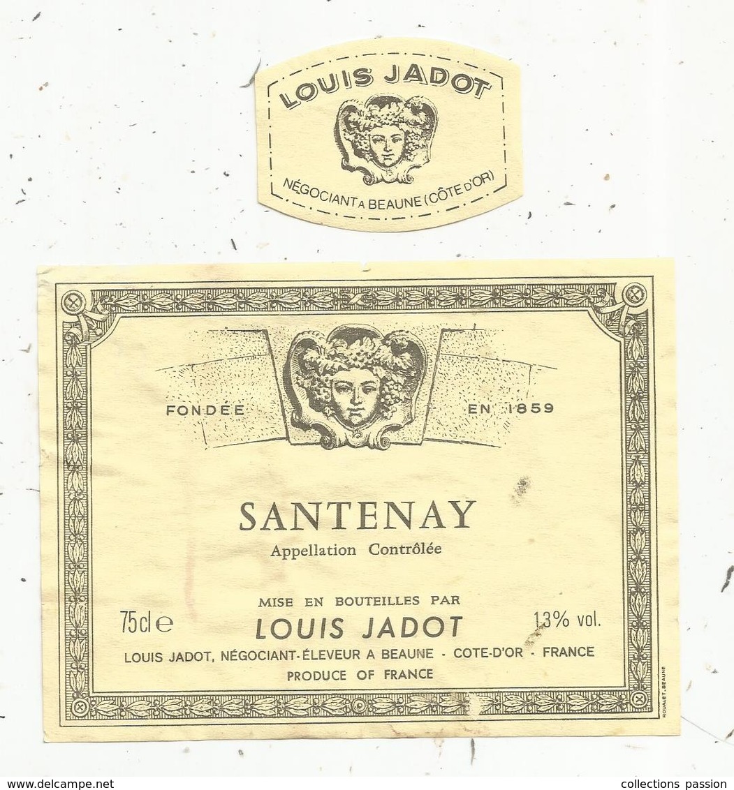 étiquette De Vin , Bourgogne , 2 , SANTENAY ,Louis Jadot , BEAUNE ,cote D'or - Bourgogne
