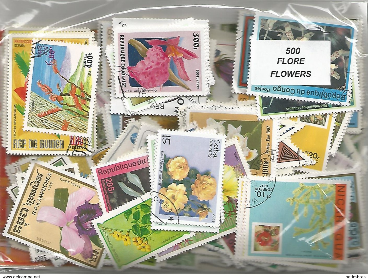 Lot 500 Timbres Thematique " Fleurs " - Autres & Non Classés