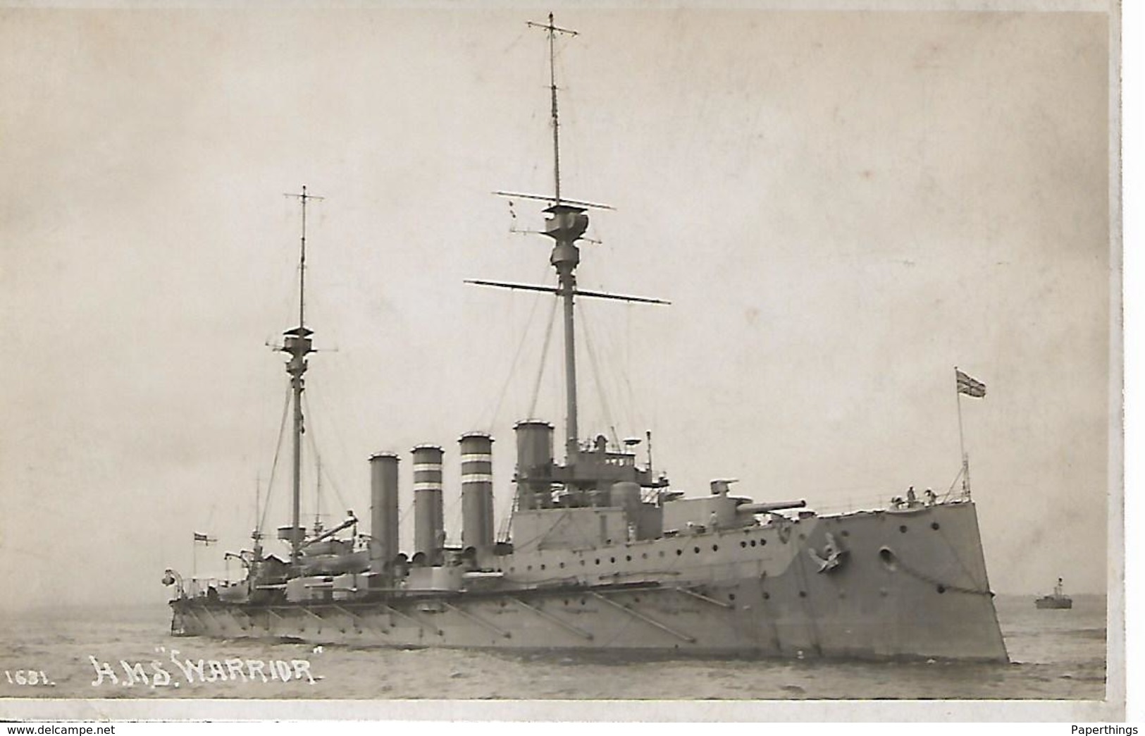 Real Photo Postcard, First World War Period, British, Battle Ship Hms Warrior. - Krieg