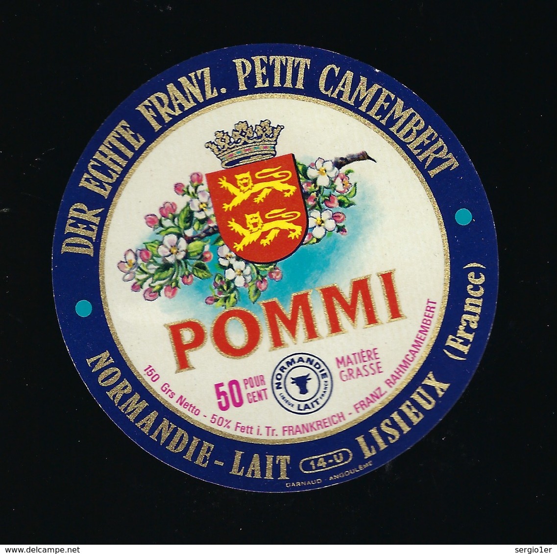Ancienne étiquette Fromage  Petit Camembert Pommi  Normandie Lisieux 14 Der Echte Franz Petit Camembert - Cheese