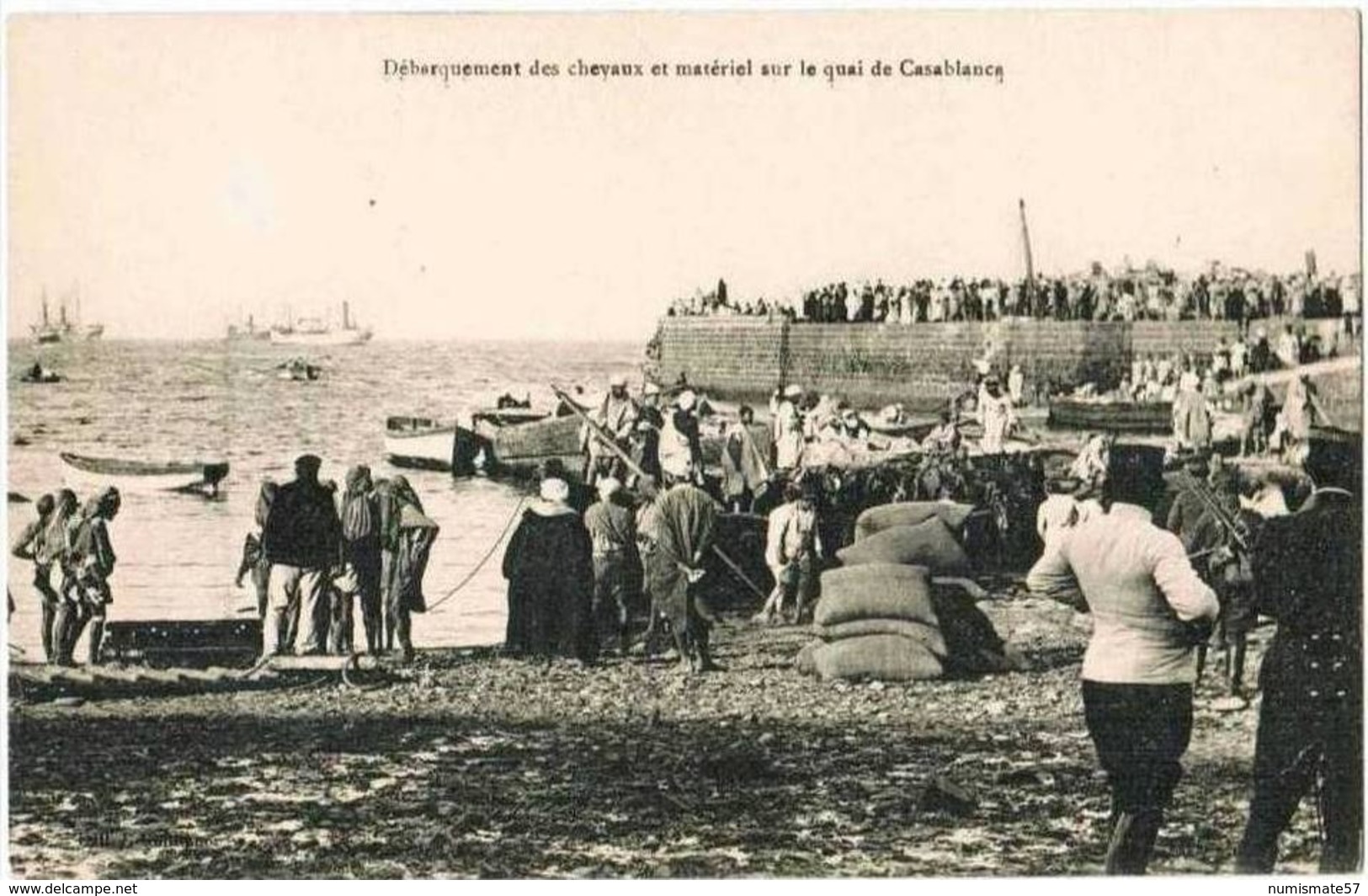 CPA CASABLANCA - Débarquement Des Chevaux Et Matériel Sur Le Quai - Ed. J. Guilliano - Casablanca