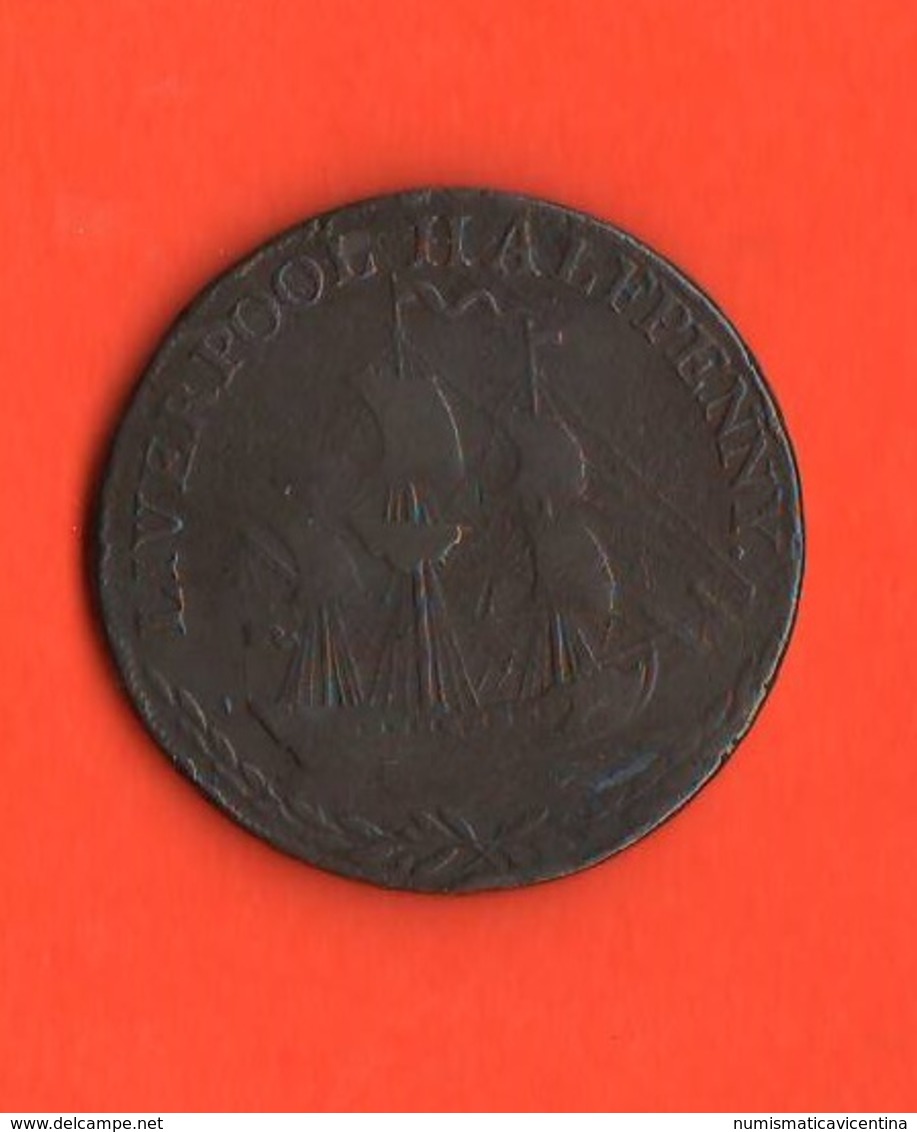 Half Penny Mezzo Great Britain 1791 Liverpool  Schip Dove With Olive Branch Nave E Colomba - Monétaires/De Nécessité