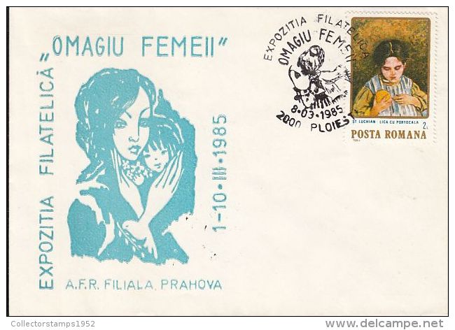73470- INTERNATIONAL WOMEN'S DAY, SPECIAL COVER, PAINTING STAMP,1985, ROMANIA - Covers & Documents