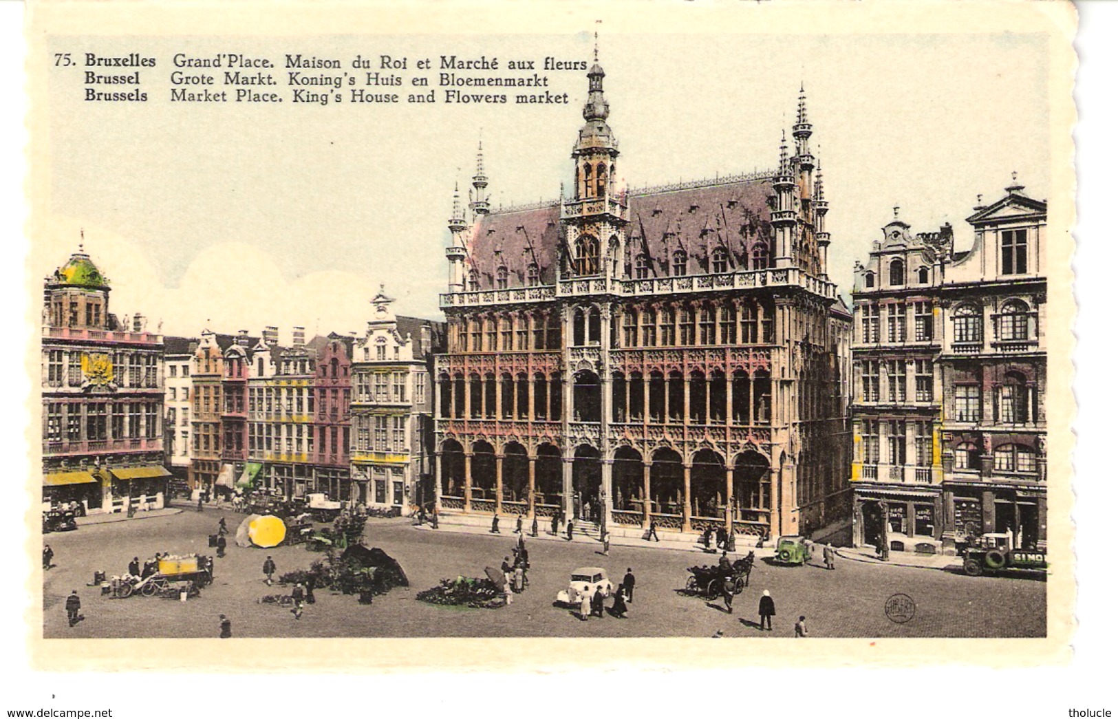 Bruxelles-+/-1950-Maison Du Roi-Grand'Place-Marché Aux Fleurs-Citroën Traction A. Attelage-Edit.Albert-Phototypie Dohmen - Marktpleinen, Pleinen