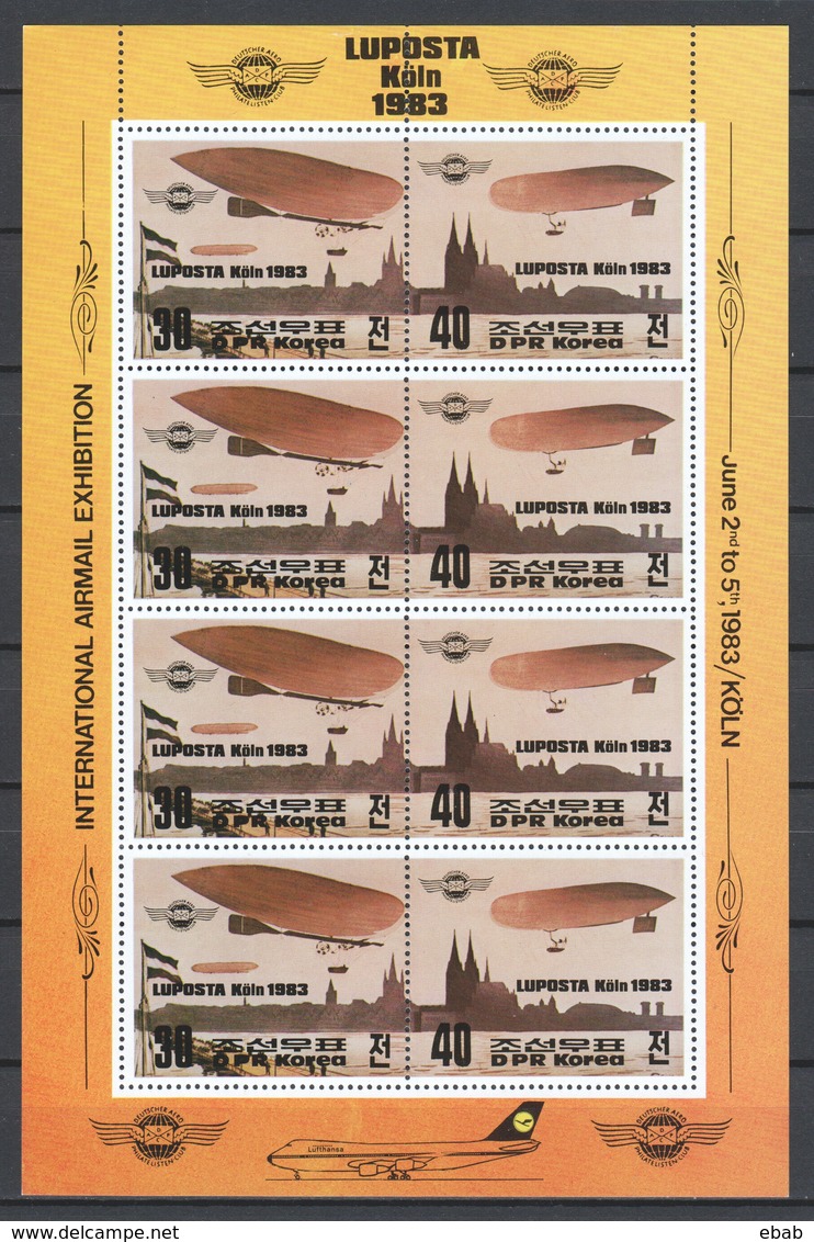 Korea North 1983 Kleinbogen Mi 2333-2334 MNH ZEPPELINS - Zeppelins