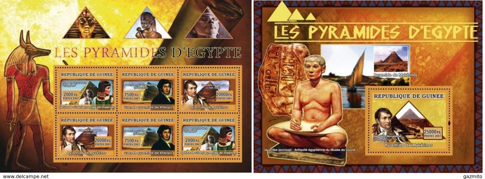 Guinea 2007, The Egyptian Pyramids, Napoleon, 6val In BF +BF - Napoleon