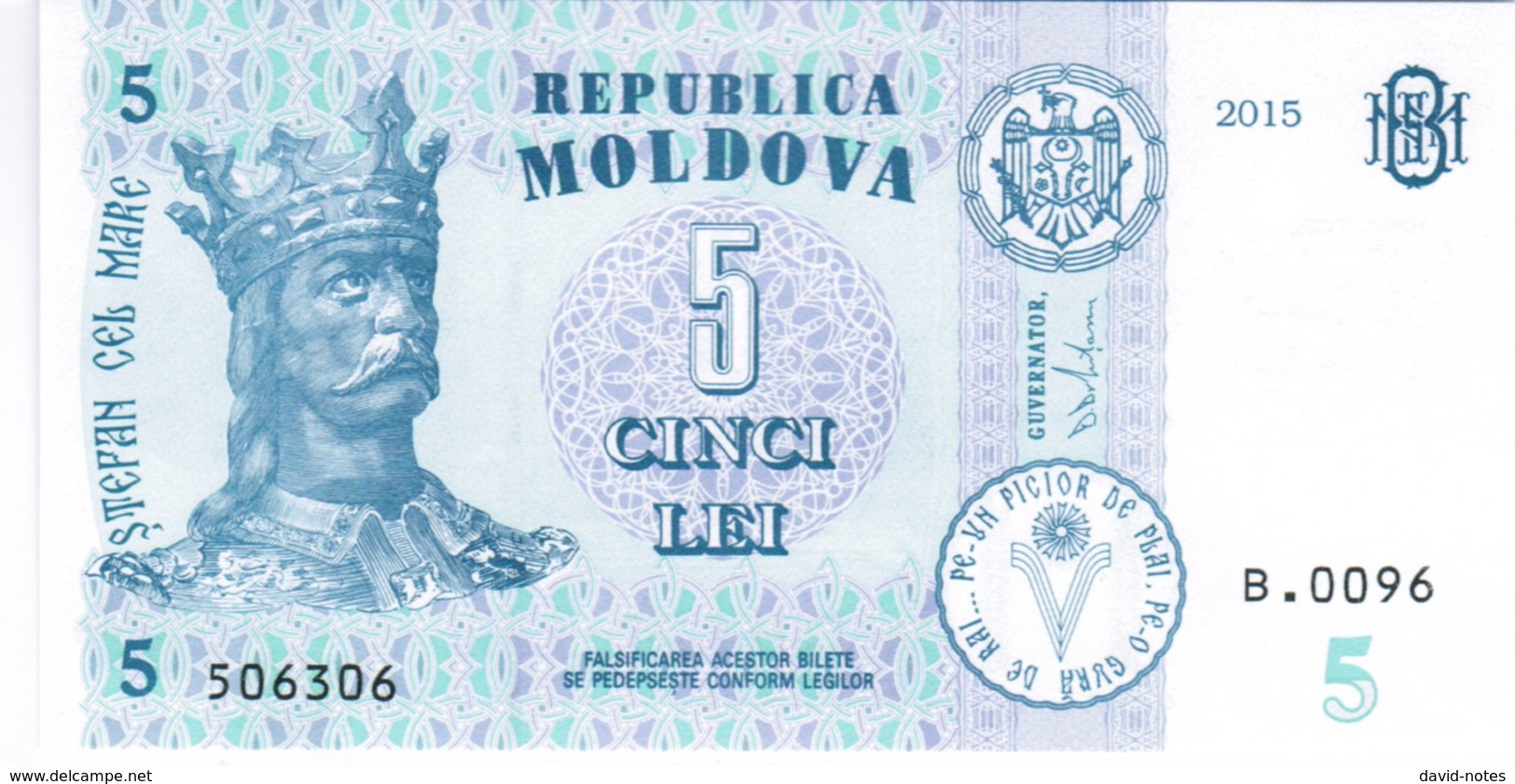 Moldova - Pick 21A - 5 Lei 2015 - Unc - Moldavia