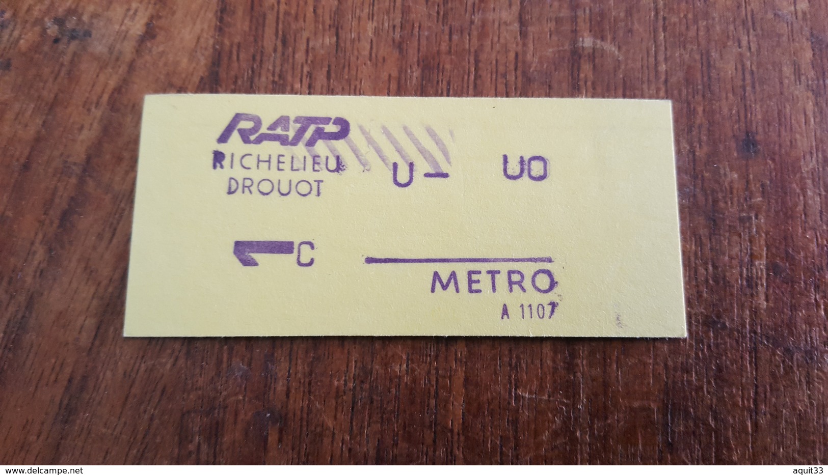 Ticket   RATP METRO  1 CLASSE RICHELIEU DROUOT - Europa