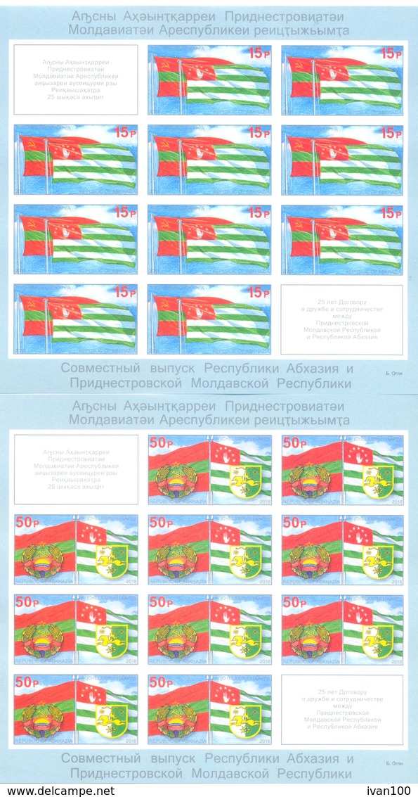 2018. Abkhazia, 25y Of The Treaty Of Friendship With Transnistria, Joint Issue, 2 Sheetlets Imperforated, Mint/** - Nuovi