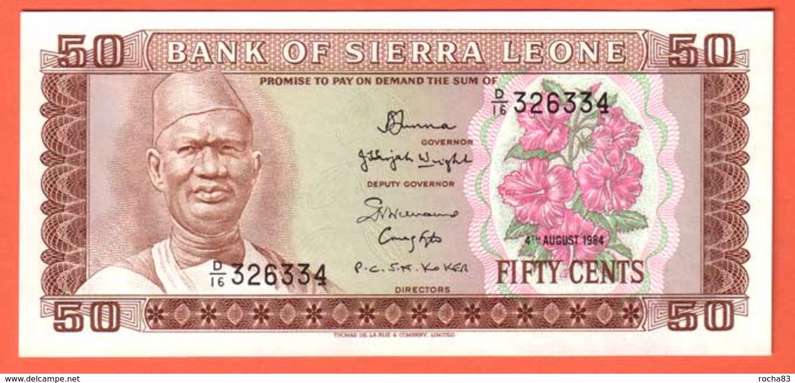 Billet - SIERRA  LEONE - Fifty Cents Du 04 08 1984 - Pick 4e - Sierra Leona