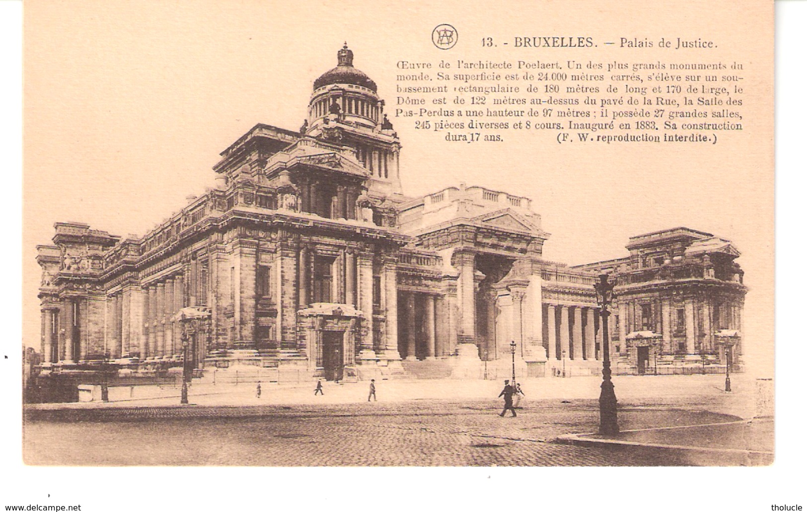 Bruxelles-+/-1910-Le Palais De Justice-Oeuvre De L'Architecte Poelaert-Cliché F.Walschaerts, Bruxelles - Plazas