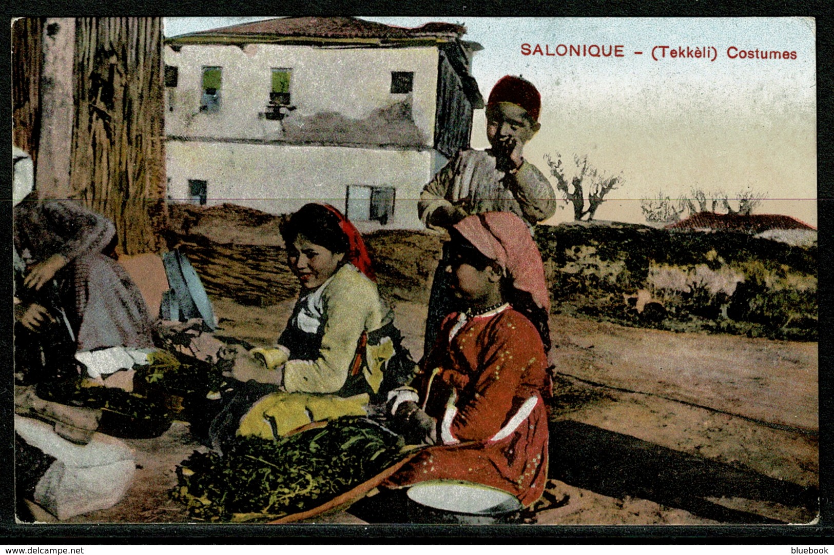 Ref 1233 - GB Military 1917 Censored Postcard - Tekkeli Costumes Base Office Salonique Salonica Thessaloniki Greece - Greece