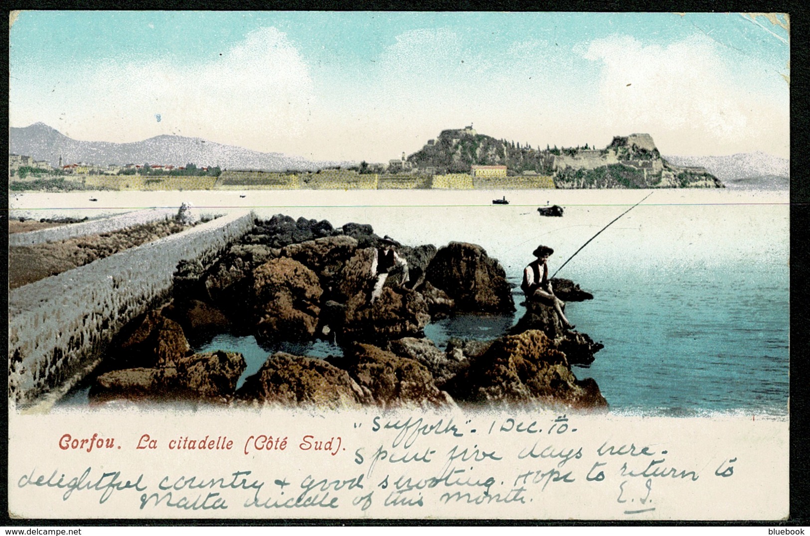 Ref 1233 - 1904 Postcard - Citadelle Corfu Corfou Greece - 10l Rate (3 Stamps) To UK - Greece