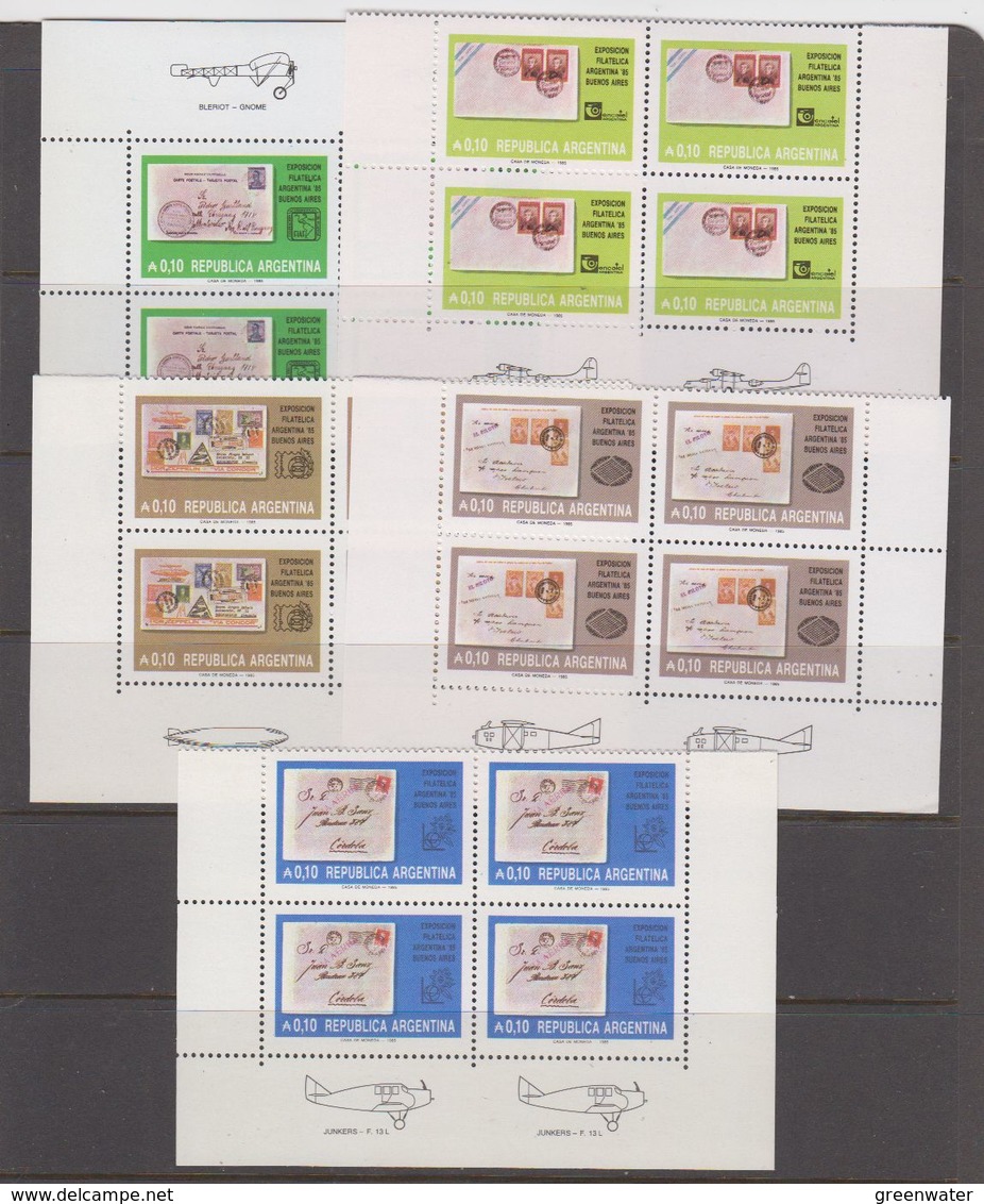 Argentina 1985 Philatelic Exhibition Argentina '85 5v Bl Of 4  (corners)  ** Mnh (40979J) - Ongebruikt