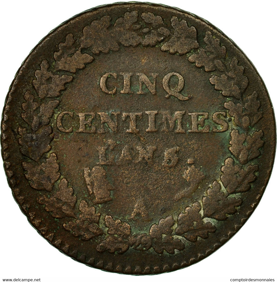 Monnaie, France, Dupré, 5 Centimes, AN 5, Paris, TB, Bronze, KM:635.1, Le - Other & Unclassified