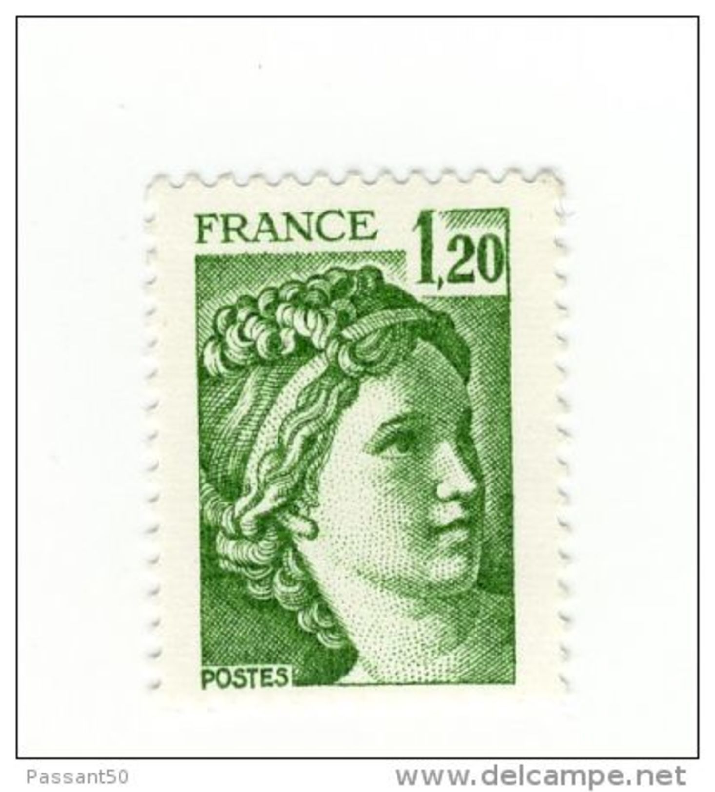 Sabine 1.20fr Vert YT 2101a Sans Phosphore . Voir Le Scan . Cote YT : 10 € , Maury N° 2106d : 10 € . - Neufs