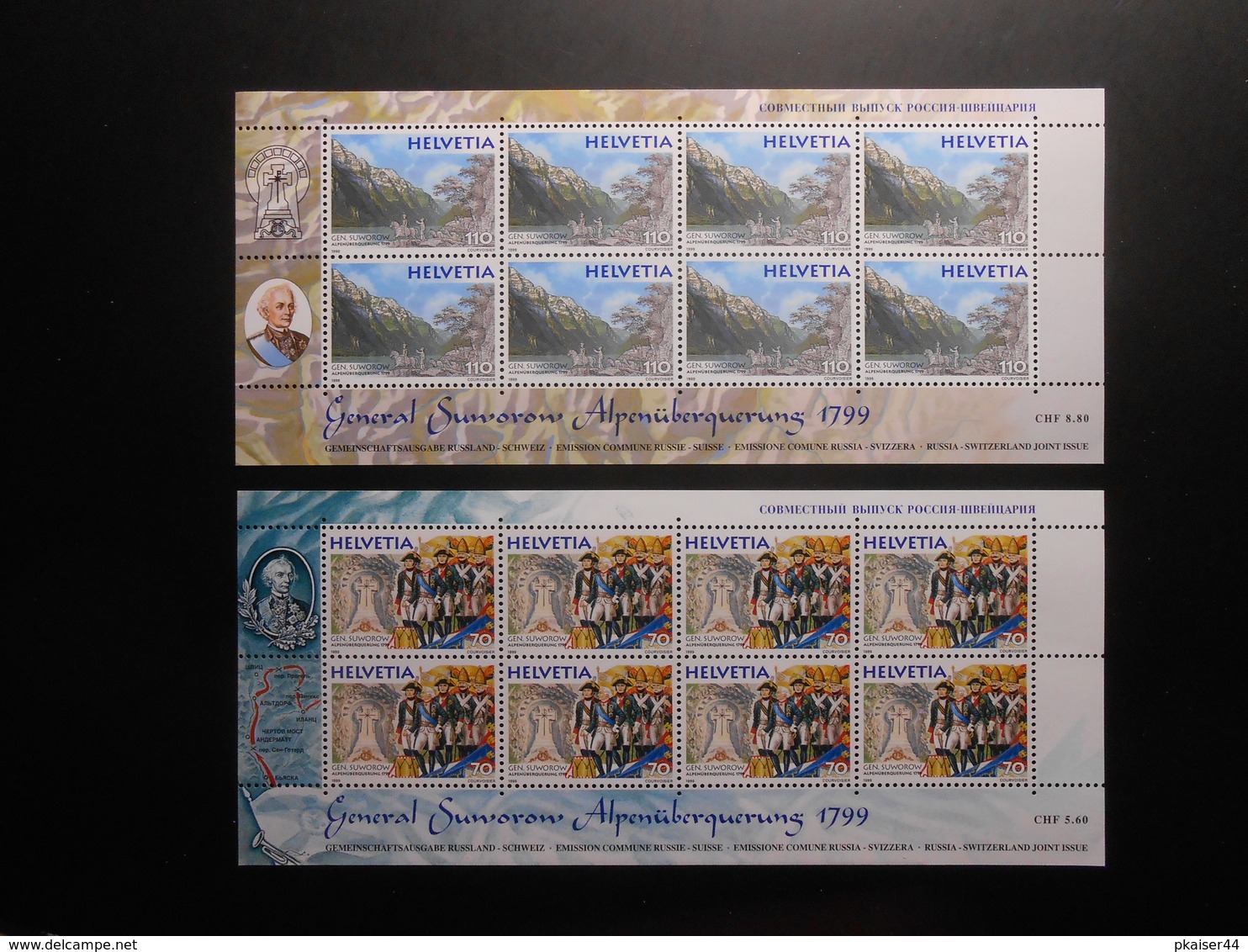 CH ZNr. 2Kleinbögen**MNH - (General Suworow Alpenüberquerung 1799) - 1999 - Z CHF 40.00 - Blocs & Feuillets