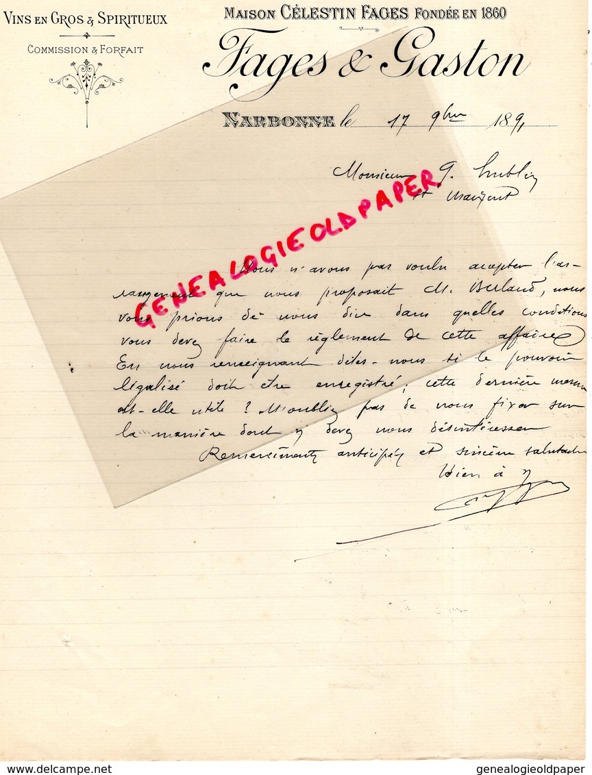 51- REIMS- RARE LETTRE MANUSCRITE SIGNEE CHAMPAGNE ABEL GERARD-1897 A M. HUBLIN NOTAIRE SAINT MAIXENT - 1800 – 1899