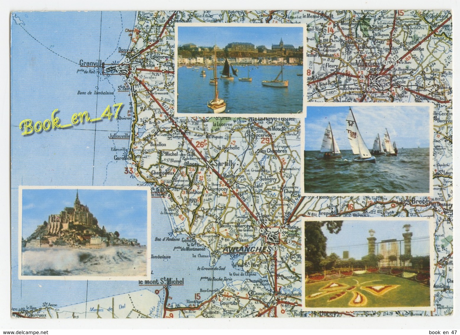 {79789} Côte D' Emeraude , Carte Et Multivues ; Granville , Mont Saint Michel , Avranches , Voiliers En Course - Cartes Géographiques