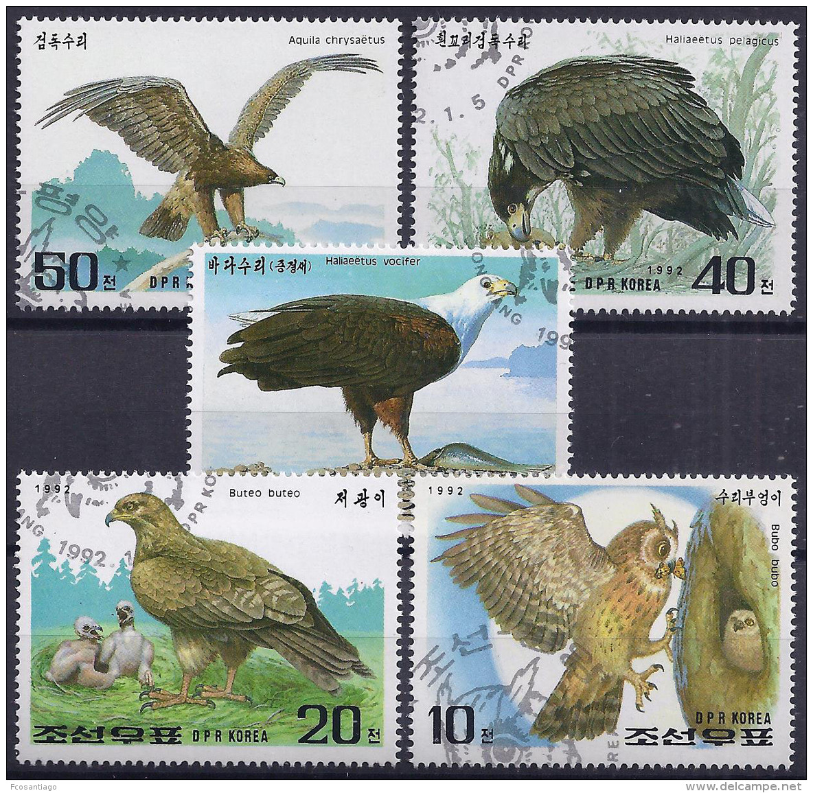 NORTH COREA 1992 - Yvert # 2265/69 - VFU - Águilas & Aves De Presa