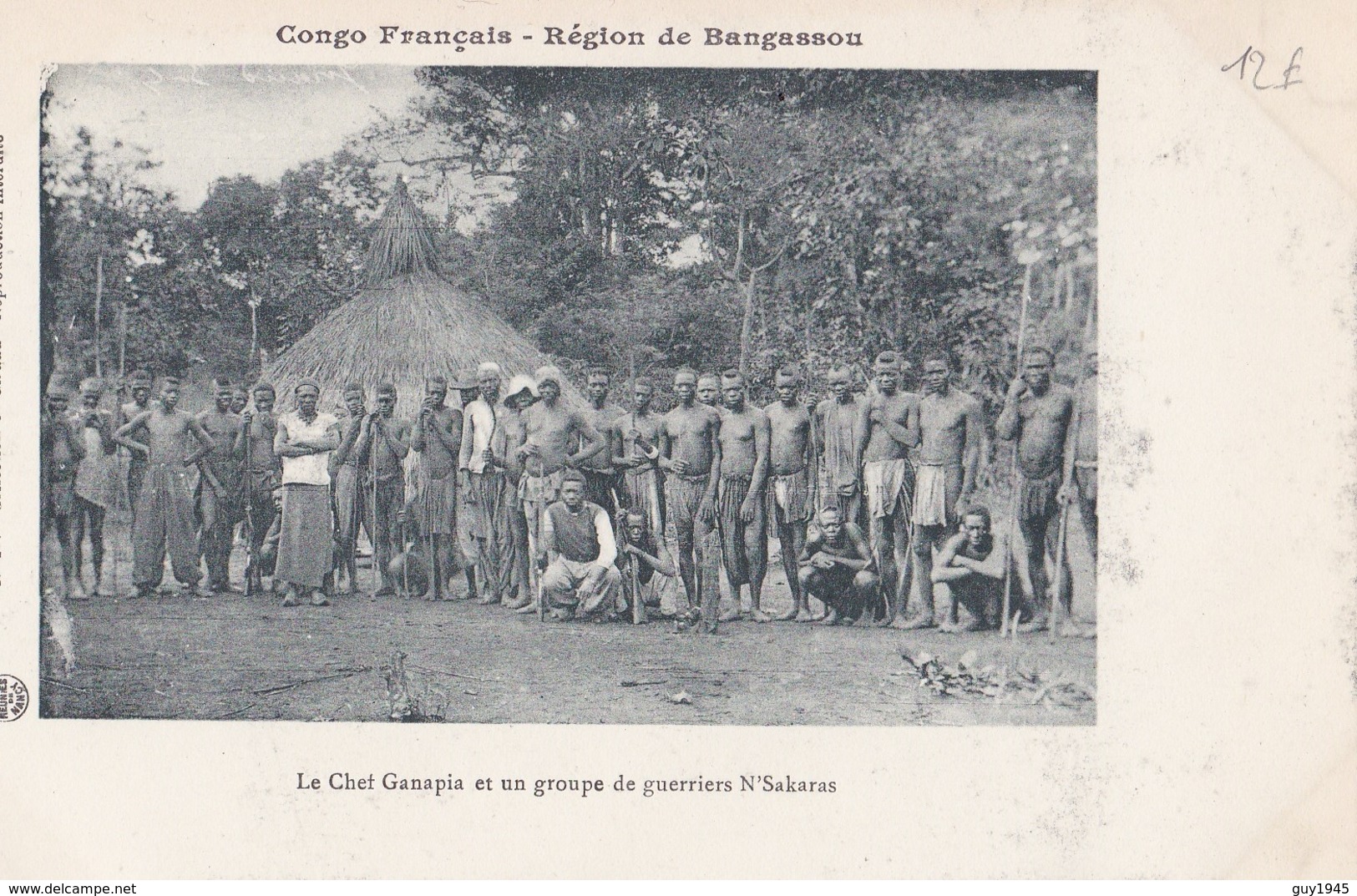 CONGO  Région De BANGASSOU  Le Chef GANAPIA Et Un Groupe De Guerriers N' SAKARAS  ( Plan Animé ) - Congo Français