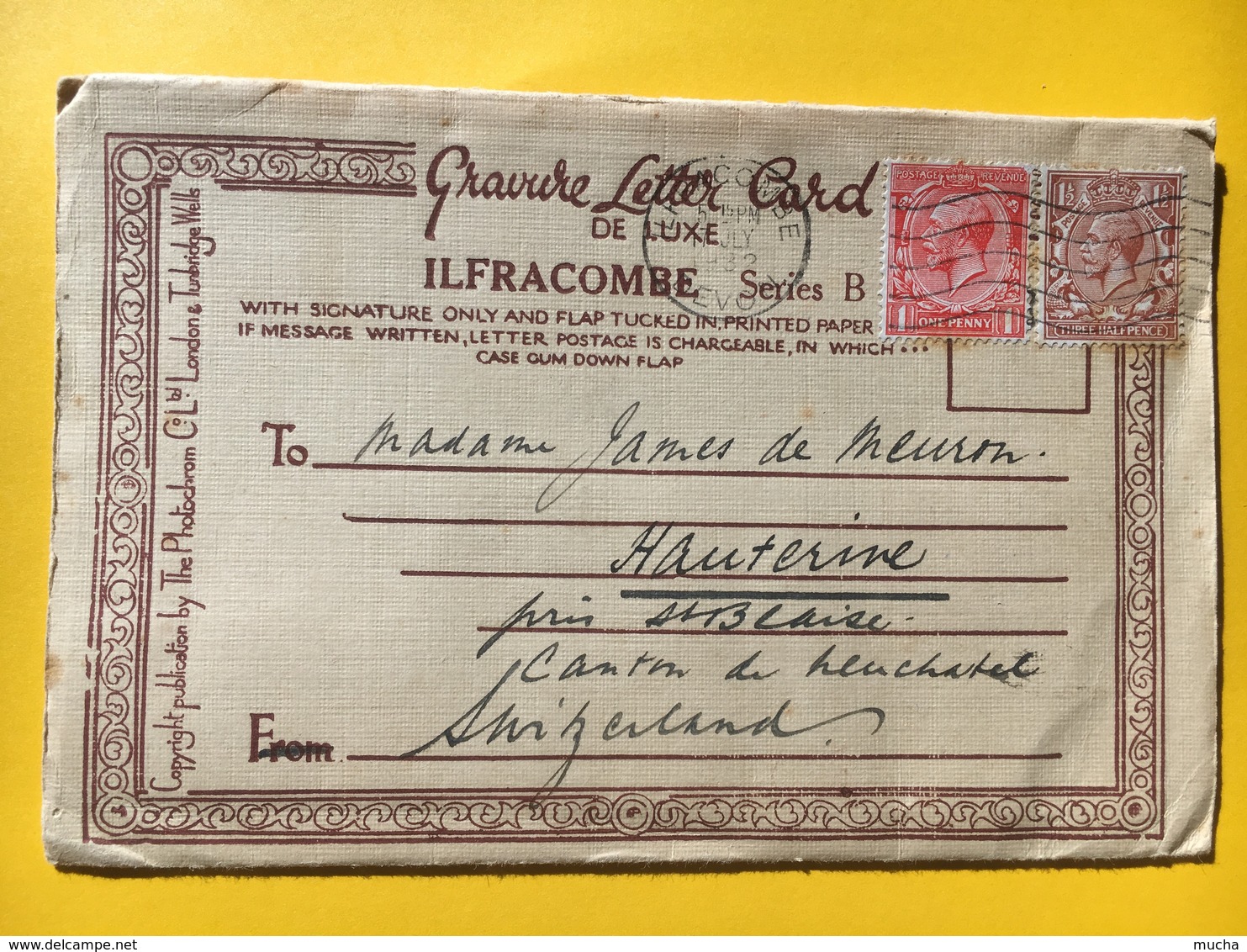 8009 - Rare Circulée Letter Card Ilfracombe 17.07.1932 Pour La Suisse - Ilfracombe