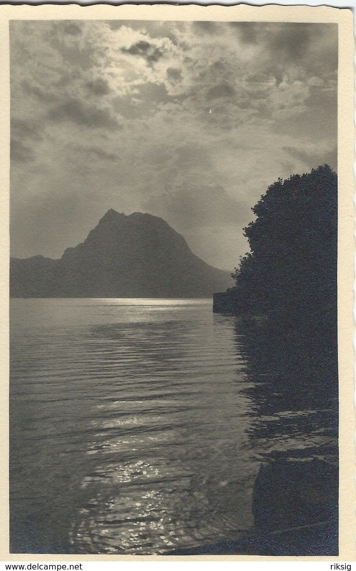 Castagnola. Abendstimmung Am See.  Card Used Lugano 1934   Switzerland. S-4460 - Agno