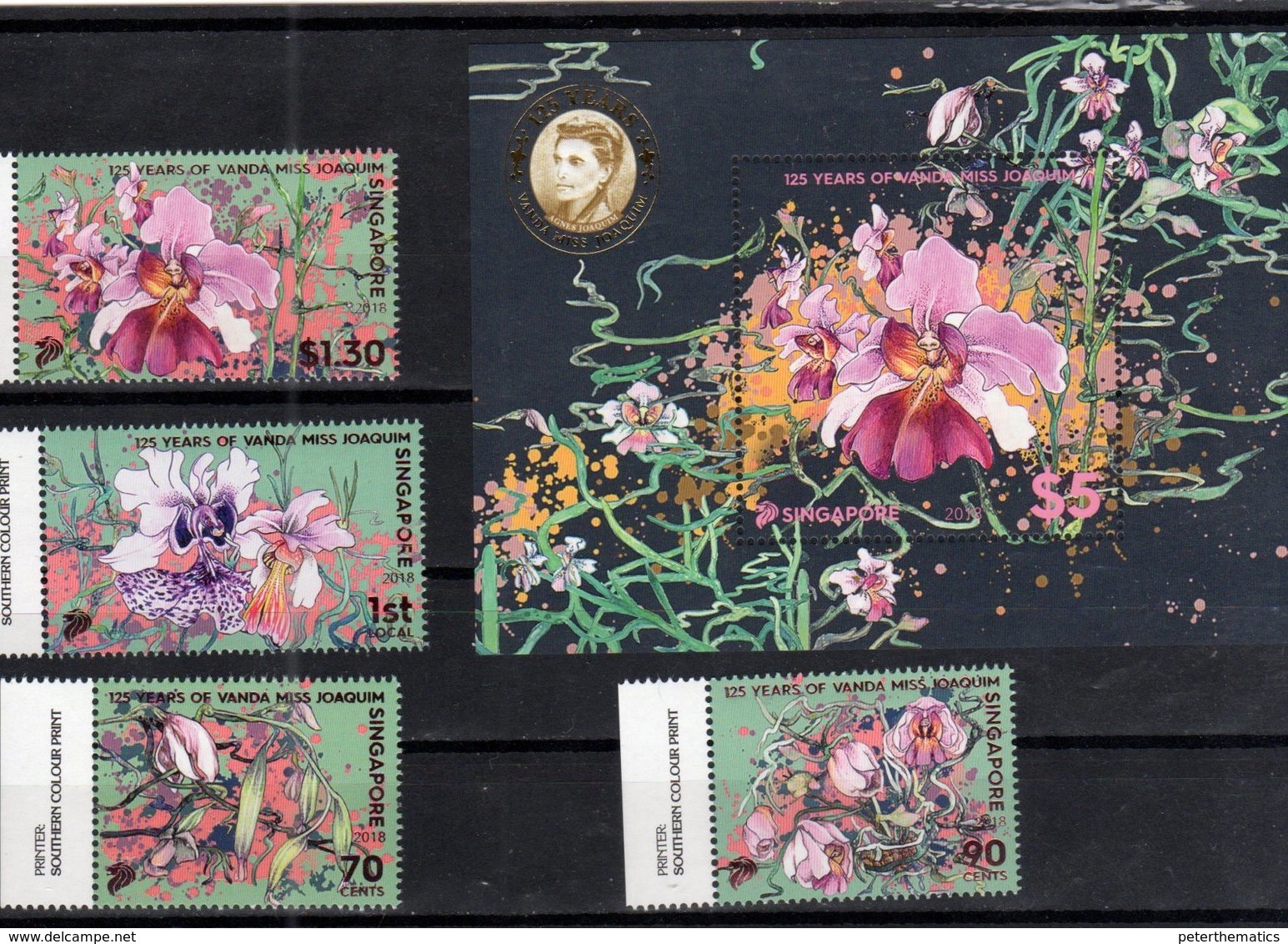 SINGAPORE , 2018, MNH, FLOWERS, ORCHIDS, VANDA MISS JOAQUIM, 4v+S/SHEET - Orchideen