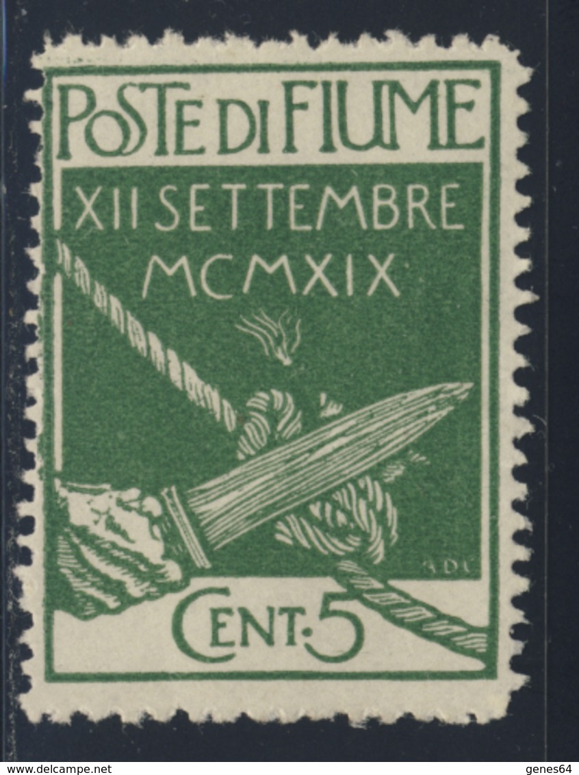 1920 - Ingresso Dei Legionari A Fiume - 5 Cent. Verde MLH* - Fiume