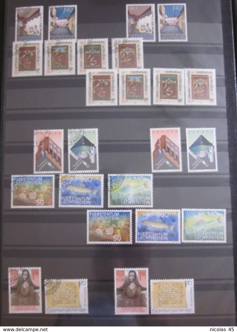 Collection Liechtenstein Luxe Neufs ** et Oblitérés 1984 à 1994 - 1010 Eur de cote - Frais de port 10 Eur