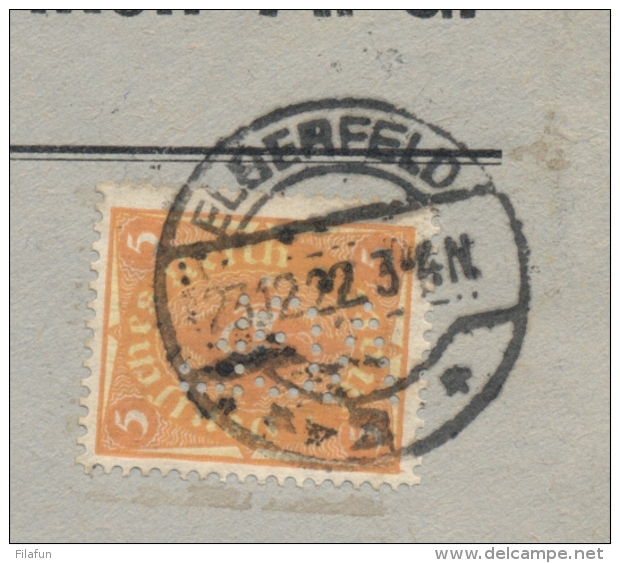 Deutsches Reich - 1922 - 5 M (perfin) + 15x 2 M On Commercial Cover From Elberfeld To Amsterdam / Nederland - Brieven En Documenten