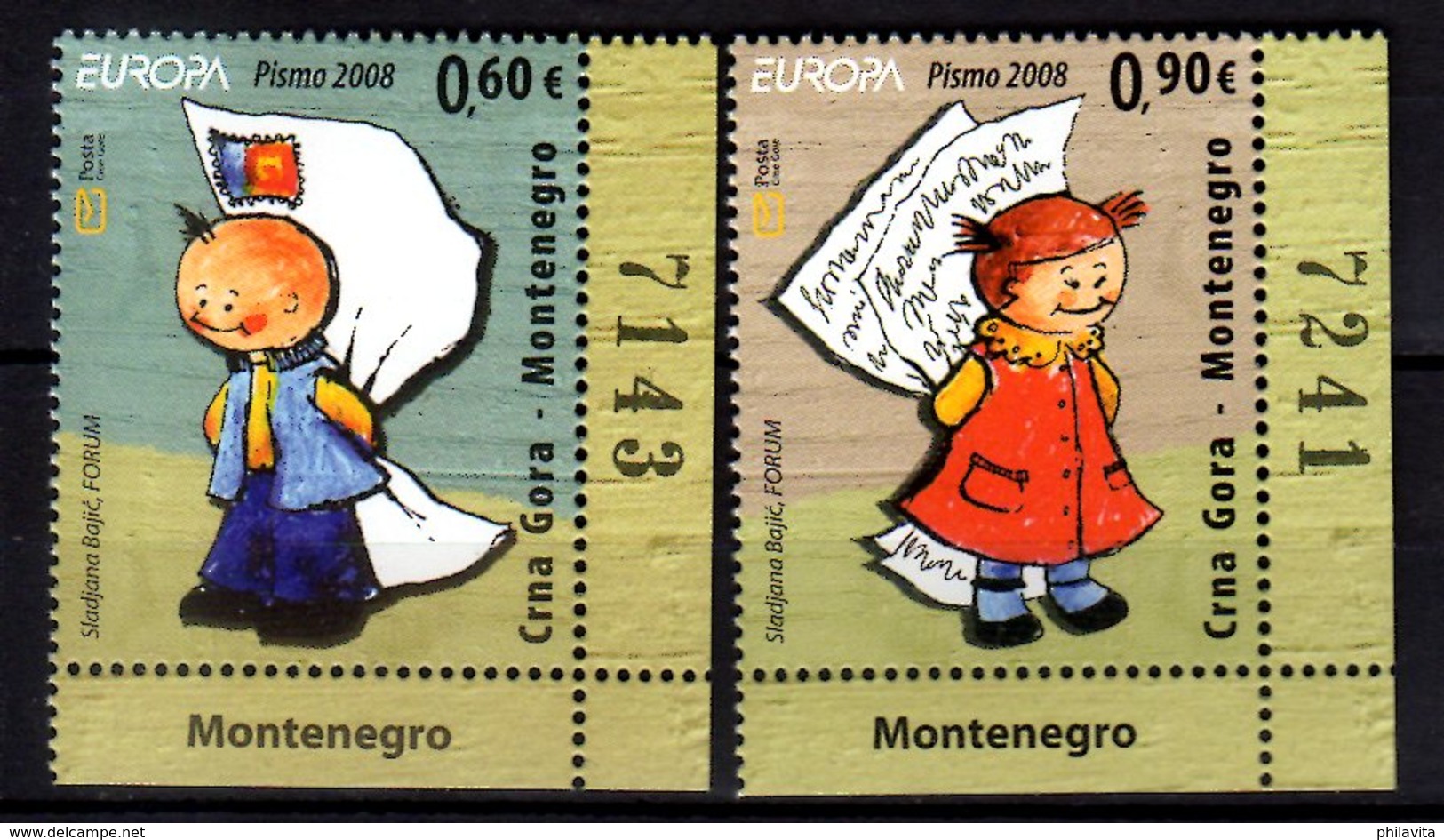 2008 Montenegro - Europa CEPT - Letter Writing -MNH** With Sheetlet Numbers! - MI 166/167 (hj18) - Montenegro